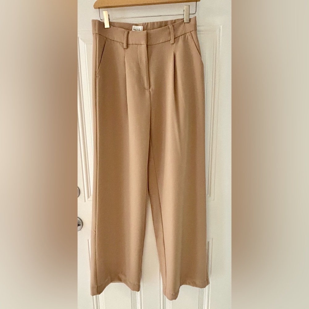 Nicole Miller Tan Pleated Trousers